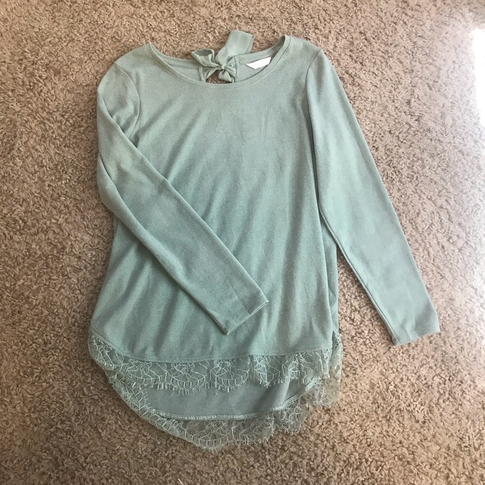 Mint Tie Back long sleeve blouse